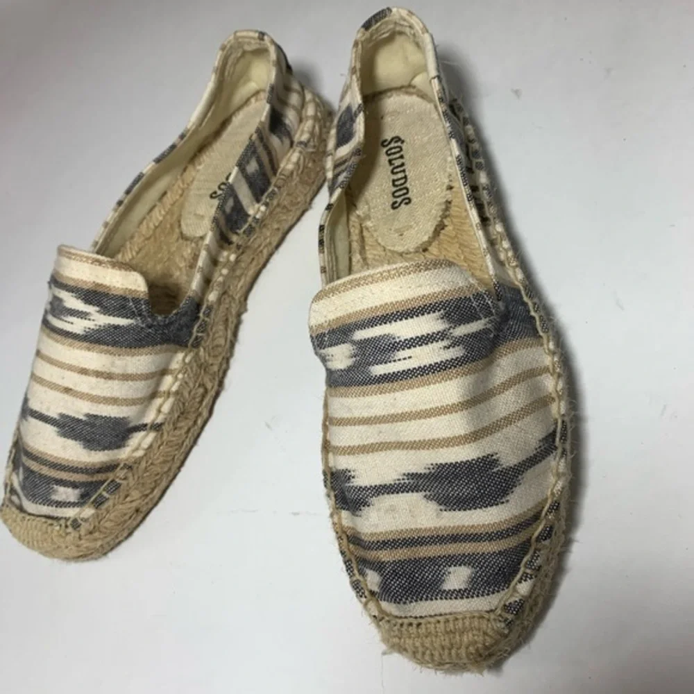 Soludos ikat Southwest espadrilles blue tan 5 - Picture 2 of 9